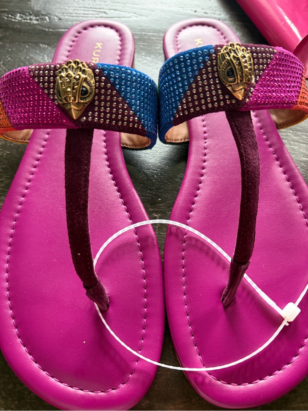 Kurt Geiger Pink Jeweled Toe-Post Sandals
